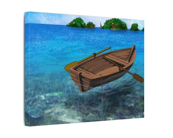 Watering Boat - by Bassam Photoshop Painting on Matte Canvas, Stretched