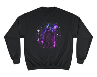 Cosmic Wizard Constellation Sweatshirt | Neon Galaxy Mage Astral Design