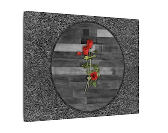 Rose on Wood Table - Matte Canvas, Stretched