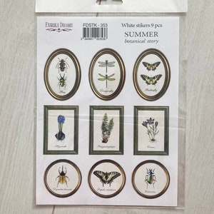 Adesivos Fabrika Decoru Summer Botanical Story, folha de adesivos da natureza, adesivos de planejador de jardim, enfeites de álbum de recortes, adesivos de vegetação