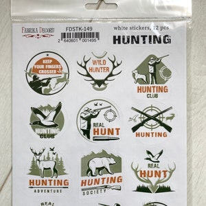 Hoja de pegatinas de caza de Fabrika Decoru, pegatinas de estilo militar, pegatinas para portátiles, pegatinas de cazadores, pegatinas para álbumes de recortes, suministros para hacer tarjetas