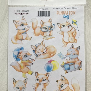 Fabrika Decoru Stickers de scrapbooking Funny Fox Girl, Adorables embellissements de scrapbooking, Stickers animaux de la forêt et Feuille d'autocollants pour correspondant