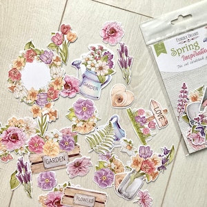 Découpes de papier cartonné Fabrika Decoru Spring Inspiration, Pack éphémère Shabby chic, Embellissements d’albums de mariage, Découpes scrapbooking