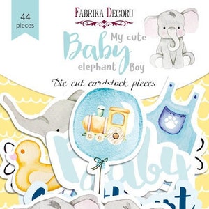 Fabrika Decoru "My cute baby elephant boy" Cardstock Die Cuts, Scrapbooking Papier Verzierungen, Scrapbook Ausschnitte