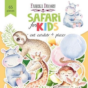 Fabrika Decoru "Safari pour les enfants" découpes de papier cartonné, éphémères de la jungle de bébé, embellissements de journal indésirable vert, découpes de Scrapbooking