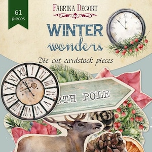 Fabrika Decoru Winter wonderen scrapbooking cardstock die cuts, december dagelijkse ephemera pack, Winter scrapbook uitsparingen
