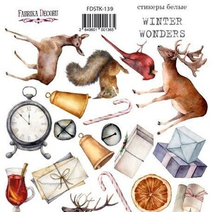 Fabrika Decoru Winter Wonderen stickers voor scrapbooking en kaarten maken, Kerst sticker vel, Junk journal stickers, Nieuwjaar stickers