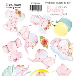 Fabrika Decoru « My cute baby elephant girl » feuille d’autocollants, Autocollants jungle scrapbook, Autocollants Baby planner, Embellissements Scrapbooking