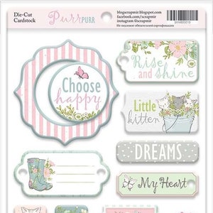 Scrapmir Purr Purr embellissements en aggloméré, découpes de papier cartonné chat mignon, pack d'éphémères de scrapbook de bébé fille, fournitures de Scrapbooking