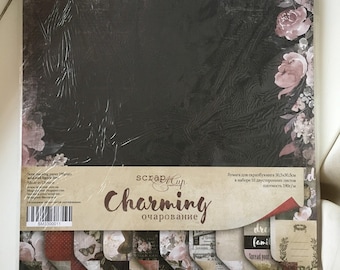 ScrapMir Charming collection, bloc de papier de scrapbooking de style vintage 12 x 12, fournitures de scrapbooking patrimoine, kit de papier de mariage, papier décoratif