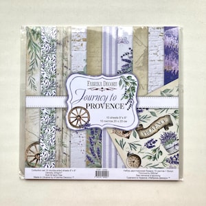 Blocco di carta per scrapbooking Fabrika Decoru Journey to Provence 8x8, carta per lavori artigianali color lavanda, carta NON DIGITALE per scrapbooking, confezione di carta floreale
