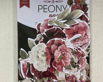 Fabrika Decoru Peony passion cardstock die cuts, Wedding ephemera pack, Scrapbooking die cut flowers, Junk journal paper embellishments