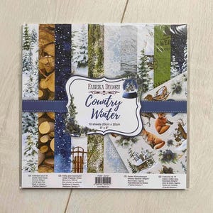 Fabrika Decoru Country Winter 8 x 8 plakboek, plakboek kerstpapier, nieuwjaarskaart knutselen, benodigdheden voor ongewenste tijdschriften