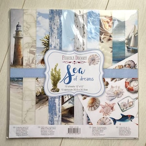 Fabrika Decoru Sea of dreams 12x12 scrapbook paper pad, Ocean scrapbooking paper, NON DIGITAL double sided nautical paper for crafting