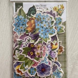 Gestanste kaarten van Fabrika Decoru Spring Botanical Story, bloemen ephemera pack, plakboekversieringen, uitsneden bloemplakboek