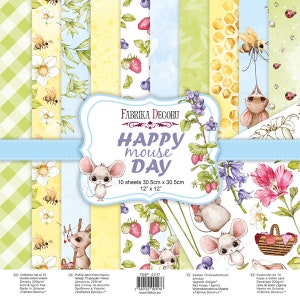 NIET DIGITALE baby meisje scrapbook papier pack, Fabrika Decoru "Happy mouse day" 12x12 scrapbooking paper pad, Patroon papier voor het maken van knutselen