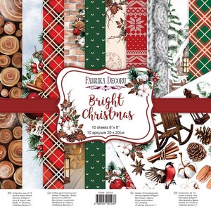 Fabrika Decoru Bright Christmas 8x8 scrapbooking paper pad, Winter scrapbook paper pack, New Year crafting paper, Junk journal kit