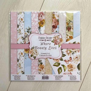 Fabrika Decoru "Where beauty lives" 8x8 scrapbooking paper pack, Peony paper, Floral junk journal kit, Wedding scrapbook paper pad