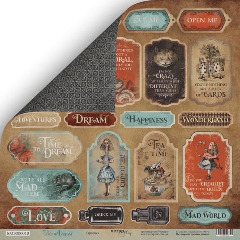 Alice in Wonderland Paper Pad 12x12 Diy Scrapbook Kits for Etsy India