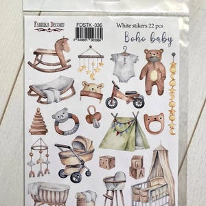 Fabrika Decoru "Boho Baby" Scrapbook Aufkleber, Schwangerschaft Planer Aufkleber Blatt, Ephemera Pack, Baby Journal Kit, Scrapbooking Verzierungen