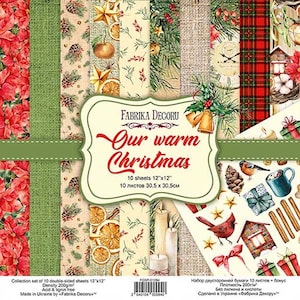 Fabrika Decoru Onze warme kerst 12x12 scrapbooking papier pad, Winter thema niet digitale scrapbook papier pack, Nieuwjaar dubbelzijdig papier