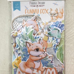 Fabrika Decoru Funny Fox Boy karton scrapbooking die cuts, baby-ephemera, kaarttoppers bosdieren, plakboekversieringen