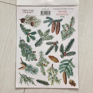 Fabrika Decoru Winter Botanical diary stickers for scrapbooking, Christmas sticker sheet, Junk journal stickers, New Year planner stickers