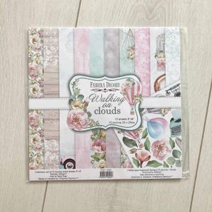 Fabrika Decoru Walking on clouds 8x8 scrapbooking paper pack, Wedding paper pad, Romantic scrapbook kit, Floral paper for crafting
