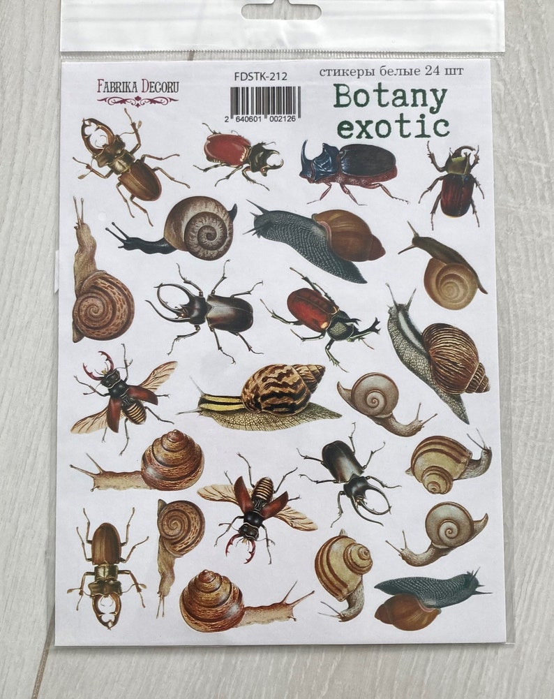 Fabrika Decoru Botany Exotic Insects Sticker Sheet, Bug Decals, Snail ...