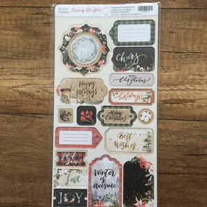 Gestanste nieuwjaarswensen, winterpakket, scrapmir Merry Christmas-spaanplaat, papieren versieringen december, cadeaukaartjes winterthema