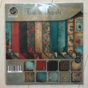 Blocco di carta Alice nel paese delle meraviglie 12x12, Kit fai da te per scrapbooking per adulti, Carta Steampunk, Collezione ScrapMir Time to Dream, Set per scrapbooking