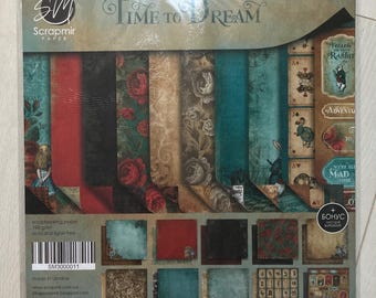 Alice in Wonderland scrapbooking paper pad 12x12, ScrapMir Time to Dream collection
