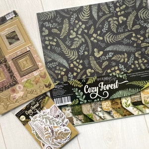 Kit de álbum de scrapbook botânico, pacote de coisas efêmeras verdes, kit inicial de diário lixo, coleção de floresta aconchegante ScrapMir, kits de scrapbook DIY para adultos