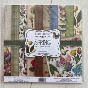 Bloc de papier pour scrapbooking Fabrika Decoru Spring Botanical Story 8 x 8, kit de scrapbooking floral, journal à base de plantes, papier vert, bloc de papier design