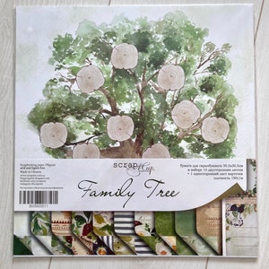 Bloc de papier 12 x 12 ScrapMir Family Tree, papier de scrapbooking de mariage NON NUMÉRIQUE, paquet de papier rustique, kit d'album de scrapbooking, papier double face