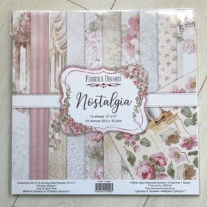 Fabrika Decoru Nostalgia 12x12 scrapbook paper pad, NON DIGITAL antique style paper, Double sided victorian papers for scrapbooking