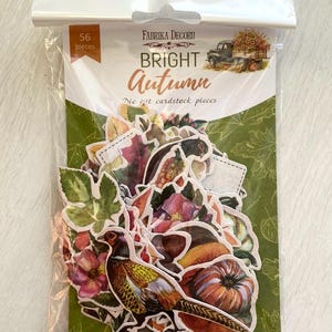 Fabrika Decoru Bright Autumn cardstock die cuts, Fall leaves scrapbook cutouts, Vintage ephemera pack, Floral scrapbooking embellishments