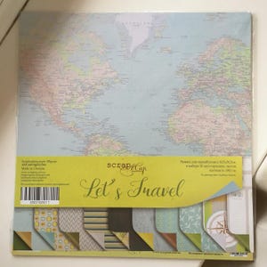Bloc de papel ScrapMir Let's travel de 12 x 12, papel para álbumes de recortes de aventuras, papel para álbumes de recortes NO DIGITAL de doble cara, suministros para álbumes de recortes vintage