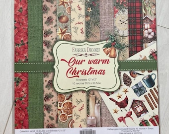 Fabrika Decoru Il nostro caldo blocco di carta per scrapbooking natalizio 12x12, confezione di carta per scrapbooking non digitale a tema invernale, carta bifacciale per Capodanno