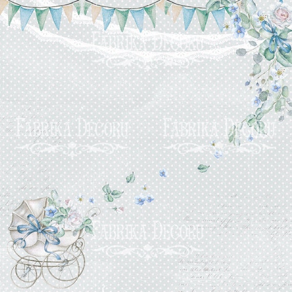 Baby Girl Scrapbooking Paper Pad 12x12, NON DIGITAL Shabby Chic Paper Pack,  Double Sided Papers, Fabrika Decoru Shabby Baby Girl Collection 