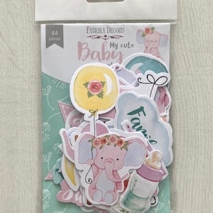 Troqueles de cartulina "My cute baby elephant girl" de Fabrika Decoru, artículos efímeros para diarios de bebés, adornos de papel para scrapbooking, recortes para scrapbooking