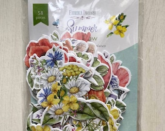 Fabrika Decoru Summer meadow cardstock die cuts, Botanical ephemera pack, Floral scrapbook cutouts, Scrapbooking embellishments, Paper shape