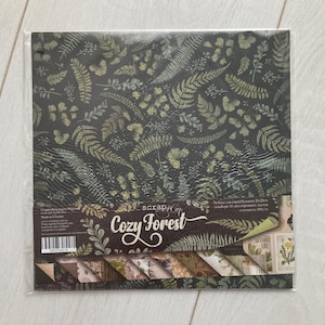 Bloco de papel para scrapbook ScrapMir Cozy Forest 8x8, pacote de papel botânico, conjunto para scrapbooking de floresta, papel de ervas para designer, kit de artesanato para adultos