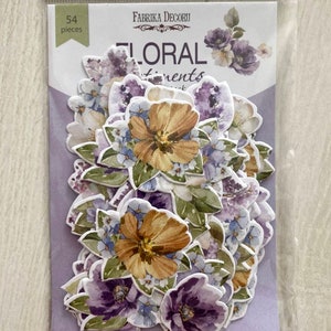 Découpes en papier cartonné Fabrika Decoru Floral Sentiments, kit de journal indésirable lilas, embellissements violets, fournitures de scrapbooking, fleurs éphémères