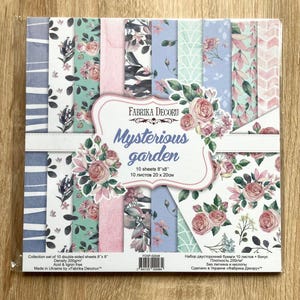Fabrika Decoru Mysterious Garden 8x8 paper pad, Peony scrapbook paper pack, Secret garden papers, Scrapbooking kit, Floral crafting paper