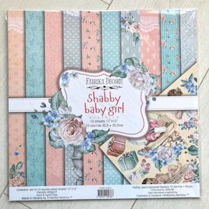 Blocco di carta per scrapbooking per bambine 12x12, confezione di carta shabby chic NON DIGITALE, carte bifacciali, collezione Fabrika Decoru Shabby per bambine