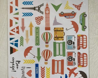 Fabrika Decoru European holidays stickers sheet, Vintage travel stickers for planners, Scrapbooking retro style stickers, Vacation stickers