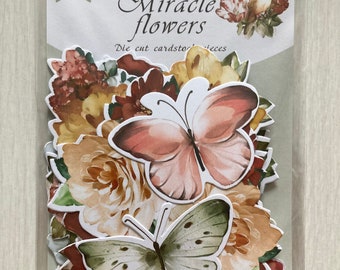 Troqueles de cartulina "Flores milagrosas" de Fabrika Decoru, Pack de recuerdos para bodas, Adornos de papel para scrapbooking, Kit de diario floral