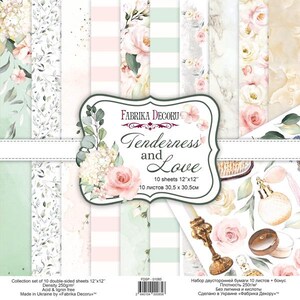 Paquete de papel floral para scrapbooking "Ternura y Amor" de Fabrika Decoru de 30 x 30 cm, bloc de papel estilo antiguo, kit para diario de bodas