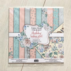 Paquete de papel para scrapbooking Shabby Baby Girl de 8x8 de Fabrika Decoru, kit de diario basura, bloc de papel para scrapbooking Shabby Chic, papel vintage NO DIGITAL